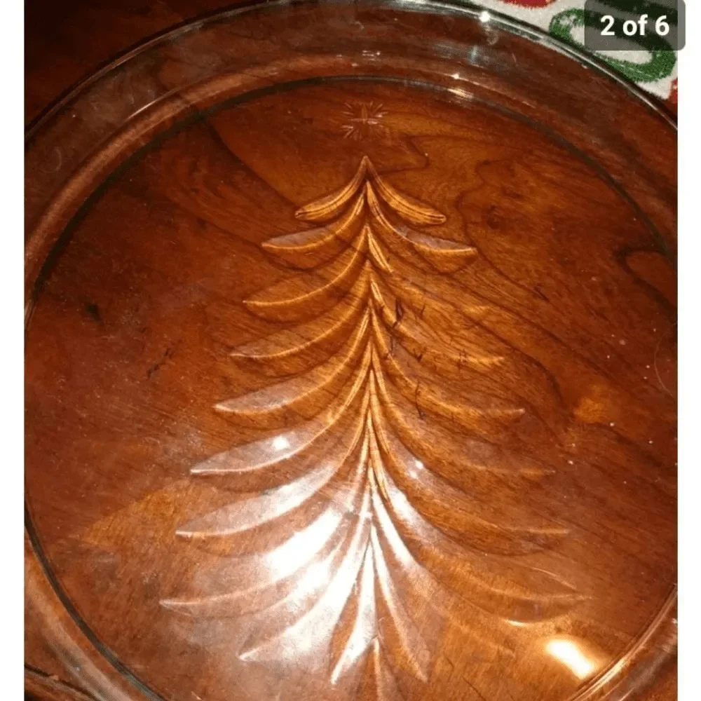 Vintage Indiana Glass 13 Inch Christmas Tree Platter & Matching Mikasa Nut Bowl